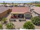 Overhead view of a home and backyard featuring a covered patio and desert landscaping at 2380 E Seville Ct, Casa Grande, AZ 85194