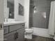 Contemporary bathroom featuring a vanity with quartz countertop and subway tiled shower at 5100 E Rancho Paloma Dr # 1044, Cave Creek, AZ 85331