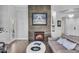 Contemporary living room featuring fireplace and sophisticated decor, perfect for relaxation and entertaining at 945 E Playa Del Norte Dr # 4017, Tempe, AZ 85288