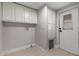 Bright laundry area offers ample storage with white cabinetry and easy outdoor access at 1064 S 97Th St, Mesa, AZ 85208