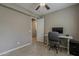 Another view of the bedroom with ceiling fan and tile flooring at 1197 W Fir Tree Rd, Queen Creek, AZ 85140