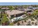 Aerial view of backyard pool and patio area featuring a jacuzzi and outdoor seating at 21397 N 78Th St, Scottsdale, AZ 85255