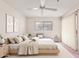 Serene main bedroom features a ceiling fan, neutral decor, and a comfortable layout with a window at 3031 N Civic Center Plz # 112, Scottsdale, AZ 85251