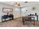 Bedroom featuring a desk, bench seating and a ceiling fan at 7520 E Papago Dr, Scottsdale, AZ 85257