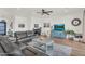 Cozy living room with comfortable gray sofas, stylish décor, and an entertainment center at 35280 N Bell Rd, Queen Creek, AZ 85144