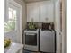 Convenient laundry room boasts washer, dryer, built in cabinets, and natural light at 3954 E Becker Ln, Phoenix, AZ 85028