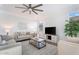Inviting living room featuring neutral tones, a ceiling fan and recessed lighting at 4360 N 186Th Ln, Goodyear, AZ 85395