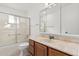 Cozy bathroom with a swan themed shower, and updated vanity area at 6722 E El Paso St, Mesa, AZ 85205
