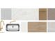 Sample of materials, including tile, countertops, cabinets, hardware, carpet, and hard surface flooring at 7674 W Rowel Rd, Peoria, AZ 85383