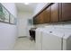 Well-equipped laundry room with abundant cabinet storage, utility sink, and included washer and dryer units at 15954 W Sheila Ln, Goodyear, AZ 85395
