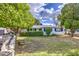 Single-story home with a well-maintained front yard, mature trees, sidewalk and hedge at 1849 E Jarvis Ave, Mesa, AZ 85204