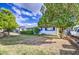 Single-story home with a well-maintained front yard, mature trees, hedge, sidewalk and a truck at 1849 E Jarvis Ave, Mesa, AZ 85204