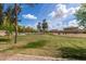Expansive backyard featuring a lush lawn, mature trees, and a view of the neighborhood homes under a partly cloudy sky at 2136 W Pickett Ct, San Tan Valley, AZ 85144