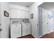 Efficient laundry room features modern washer and dryer with overhead cabinets at 2673 Leisure World --, Mesa, AZ 85206