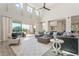Sun-filled living room with sliding glass doors, high ceilings, and open access to the kitchen at 30271 N 117Th Dr, Peoria, AZ 85383