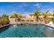 Beautiful pool with stone accents and lush landscaping, creating a private backyard oasis at 31020 N 5Th St, Phoenix, AZ 85085