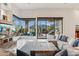 Open living room boasts panoramic views, fireplace, and luxurious seating for ultimate comfort at 38199 N Tranquil Way, Carefree, AZ 85377