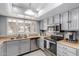 Well-lit kitchen features stainless steel appliances, wood countertops, and grey cabinets at 5221 W Garden Dr, Glendale, AZ 85304