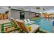 Serene pool area with comfortable lounge chairs, lush landscaping, and a modern architectural design at 8229 E Devonshire Ave, Scottsdale, AZ 85251
