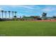 Baseball field with green grass and backstop at 15516 W Verde Ln, Goodyear, AZ 85395