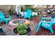 Inviting outdoor seating area with fire pit, comfortable chairs, and colorful flowers at 1822 N Sunaire Cir, Mesa, AZ 85205