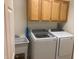 Laundry room featuring sink, wooden cabinets, washer, and dryer appliances at 2152 S Olivewood --, Mesa, AZ 85209