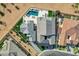 Overhead view showcasing a modern home with a private pool, manicured backyard, and desert landscaping at 3842 E Alameda Ln, Gilbert, AZ 85298
