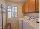 Laundry room with a laundry bench and storage cabinets at 5719 E Paradise Ln, Scottsdale, AZ 85254
