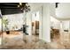 Spacious living room with stone wall and fireplace at 7500 E Mccormick Pkwy # 73, Scottsdale, AZ 85258