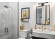 Modern bathroom features stylish tile in glass shower and decorative sink at 8220 E Sharon Dr, Scottsdale, AZ 85260