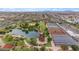 Aerial view highlighting the community amenities, lush landscaping, and neighborhood layout at 10425 E Corbin Ave, Mesa, AZ 85212