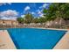 Inviting community pool with clear blue water, surrounded by lounge chairs and secure fencing for a relaxing environment at 125 S 56Th St # 100, Mesa, AZ 85206