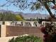 View of the backyard brick wall and bougainvillea at 2528 N Ashbrook Cir, Mesa, AZ 85213