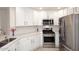 Stylish kitchen features stainless steel appliances, white cabinetry, and light countertops at 5350 E Deer Valley Dr # 2435, Phoenix, AZ 85054