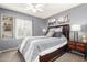 Comfortable bedroom featuring a queen-size bed, bedside tables, and art prints on the gray wall at 7402 W Kerry Way, Glendale, AZ 85308