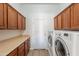 Bright laundry room with lots of counter space, upper cabinets, plus modern washer and dryer at 2620 W Piedmont Rd, Phoenix, AZ 85041