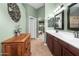 Bathroom vanity with a neutral color scheme and wood cabinets at 6887 E Hacienda La Colorada Dr, Gold Canyon, AZ 85118