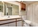 Bathroom featuring a shower/tub combo, single sink vanity, and mirrored medicine cabinet at 1021 S Greenfield Rd # 1194, Mesa, AZ 85206