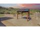 Backyard gazebo with landscaping and desert view at 14814 N Coral Gables Dr, Phoenix, AZ 85023