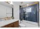 Bathroom with a vanity, marble countertop, and gold fixtures at 15221 N Clubgate Dr # 2132, Scottsdale, AZ 85254