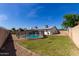 Inviting backyard featuring a sparkling pool, well-maintained lawn, and mature trees at 18309 N 39Th Ave, Glendale, AZ 85308