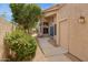 Inviting front entrance with a blue door, desert landscaping, and a private walkway to the main house at 5 W Ranch Rd, Tempe, AZ 85284