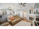 Open concept living area flows into a dining space and features modern neutral tones at 515 S Apache Dr, Chandler, AZ 85224