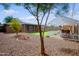A relaxing backyard with landscaping, a play set, and grass at 6120 W Keim Dr, Glendale, AZ 85301