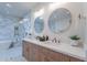 Spa-like bathroom with double sinks, a soaking tub, and a glass-enclosed shower at 3010 E Glenrosa Ave, Phoenix, AZ 85016