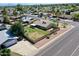 Aerial view of a home highlighting its backyard space, patio, and mature landscaping with trees and greenery at 9719 N 45Th Ave, Glendale, AZ 85302