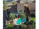 Aerial view of a home with a private pool and well-maintained backyard at 1282 W Kesler Ln, Chandler, AZ 85224