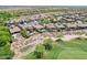 Scenic aerial view featuring houses with pools and landscaping bordering a golf course at 27688 N 125Th Dr, Peoria, AZ 85383