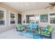 Inviting covered patio featuring stylish seating and a bright, decorative rug at 27688 N 125Th Dr, Peoria, AZ 85383