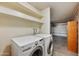 Convenient laundry room equipped with LG washer and dryer, plus shelving, adjacent to the garage at , Glendale, AZ 85302